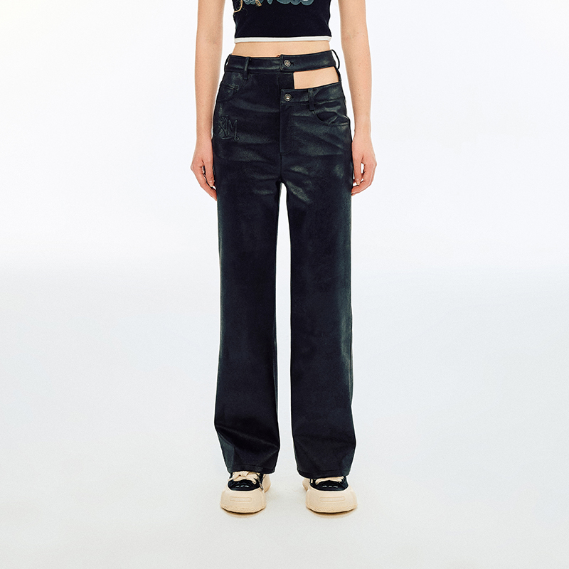 AndreaMartin镂空设计修身皮裤