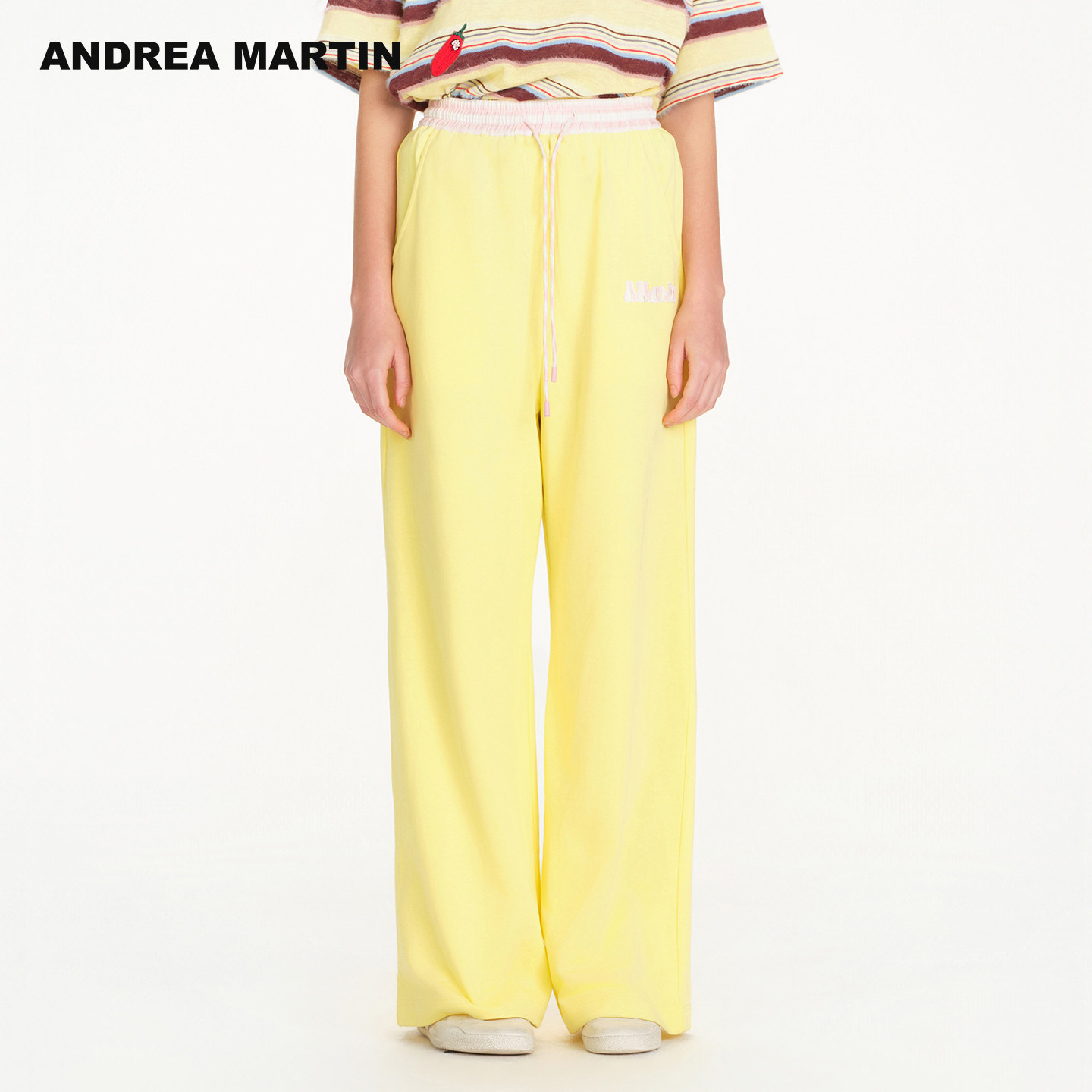 【张真源张慧雯同款】ANDREAMARTIN2026春新款钩针宽松女阔腿卫裤