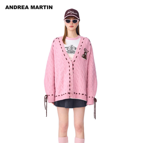 【付辛博同款】ANDREA MARTIN秋冬新品手工钩织毛衣针织开衫