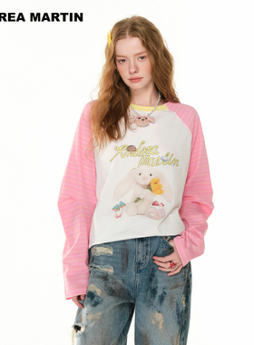 【汪苏泷 贺峻霖同款】ANDREA MARTIN新款T恤女长袖印花上衣