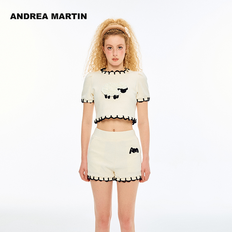 ANDREAMARTIN撞色贡针短袖/短裤