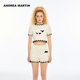 休闲套装 ANDREA 短裤 秋白色小羊撞色贡针肌理短袖 MARTIN