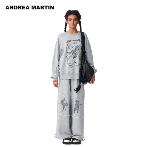【丁程鑫 李晟同款】ANDREA MARTIN25秋冬卫衣毛边阔腿裤休闲套装
