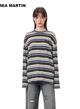 【鞠婧祎同款】ANDREA MARTIN 秋冬新款条纹百搭绵羊毛针织衫