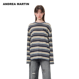 【鞠婧祎同款】ANDREA MARTIN 秋冬新款条纹百搭绵羊毛针织衫