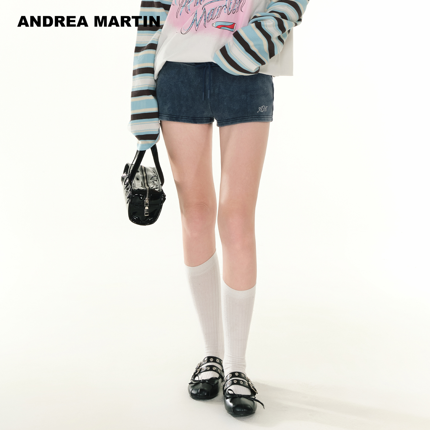 ANDREA MARTIN2025夏季新款休闲短裤女宽松显瘦纯棉超短热裤