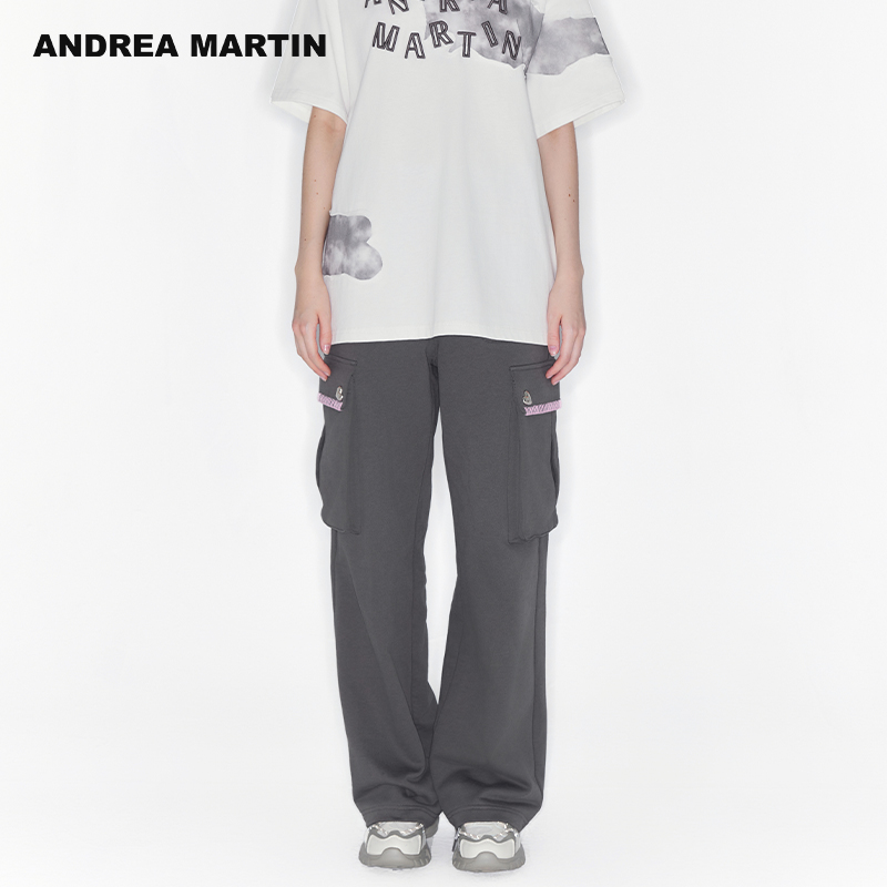ANDREA MARTIN2025夏季新款休闲裤女外穿口袋薄款显瘦工装裤