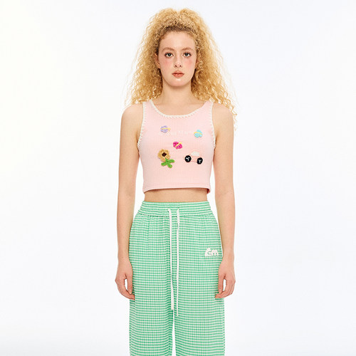 ANDREAMARTIN撞色手工钩花背心