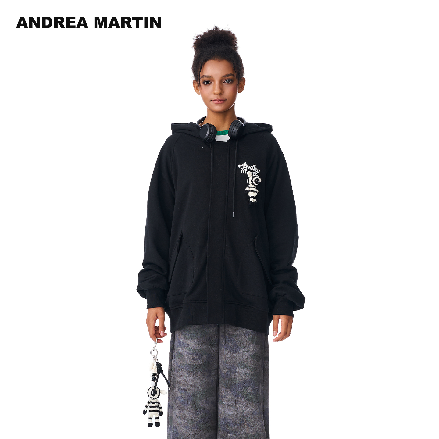 ANDREA MARTIN2025秋冬新品立体钩织玩偶连帽休闲卫衣外套男女款