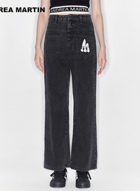 ANDREA MARTIN秋季新款牛仔裤女宽松休闲设计感直筒阔腿裤子