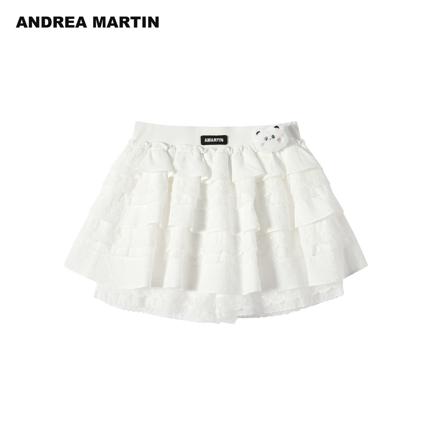 ANDREA MARTIN2026夏季新款白色甜美蕾丝女简约蓬蓬蛋糕短半裙裤