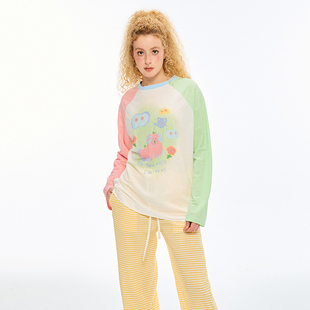 晕染涂鸦撞色长袖 MARTIN秋季 丁程鑫曾黎李兰迪同款 T恤 ANDREA