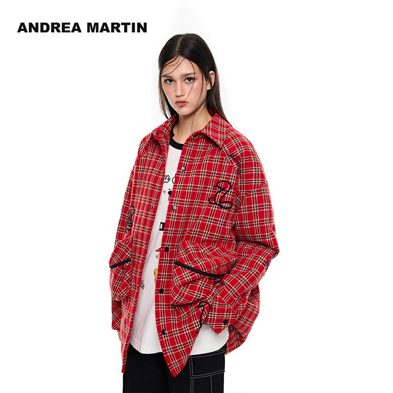 格纹链条绣棉服