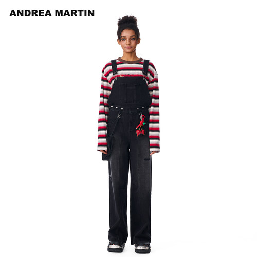 【周深 邵子恒同款】ANDREA MARTIN秋新款复古可拆卸背带牛仔裤