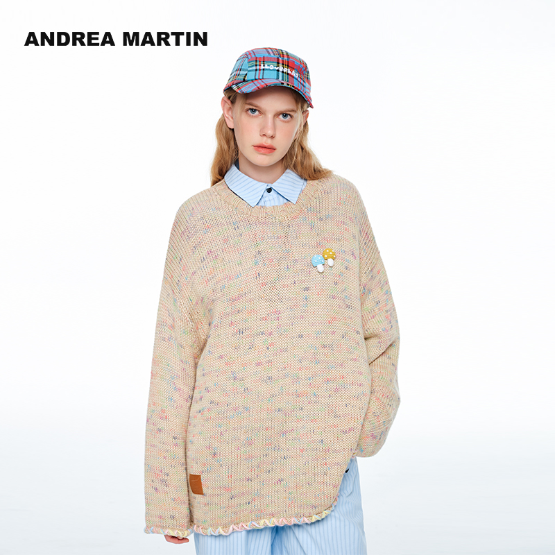 花纱手工锁边套头衫