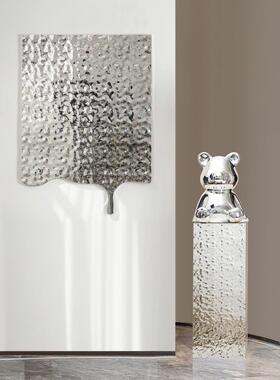 现代流行卡通暴力熊雕塑入口入口不锈钢饰品欢迎熊艺术品装饰基地