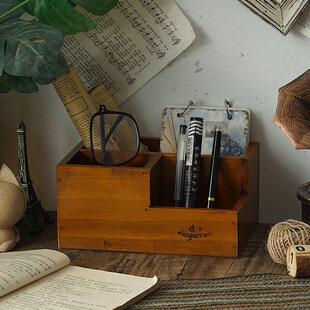 办公桌笔筒摆件学习用品收纳盒多功能学生书桌上覆 覆古化妆刷桶