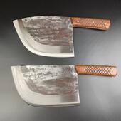 弹簧钢手工锻打砍骨刀屠夫卖肉开边刀加厚重型商用剁大骨头斩牛骨