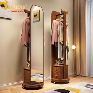 JOICO瑞士穿衣镜全身镜落地镜实木家用卧室轻奢挂衣架试衣镜一体