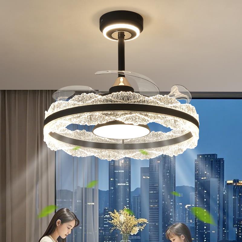 吊扇灯吊扇灯隐形饭厅吊灯轻奢高级感卧室意式极简饭厅吧台餐桌灯