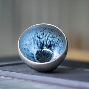 宋风居建阳建盏茶杯原产地天然矿釉石铁胎纯手工覆古风功夫主人杯