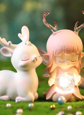 梦幻少女ins可爱鹿女孩房床头发光夜灯儿童桌面装饰摆件生日礼物