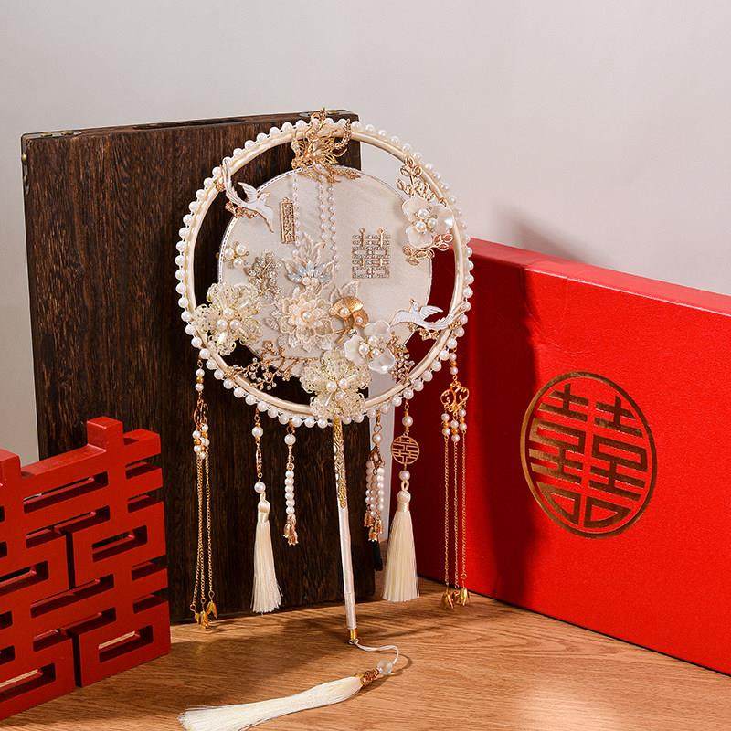 香槟色团扇新娘结婚diy材料包 手工喜扇秀禾服婚礼高级感遮面扇子,家居饰品,工艺扇/团扇/喜扇/折扇,淘宝优惠券,粉丝福利购,淘宝优惠卷