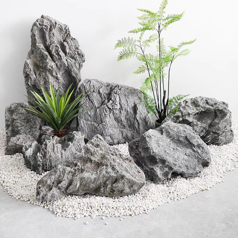 新款仿真石头造景鱼缸假山石花园户外庭院景观石装饰摆件摄影道具