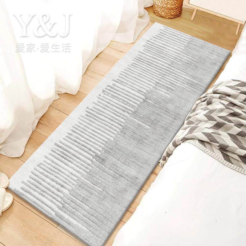 仿羊绒简约床边地毯卧室少女地垫房间毯子长条浅灰色短绒家用耐脏,居家布艺,床边毯,淘宝优惠券,粉丝福利购,淘宝优惠卷