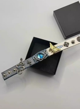 纯手工暗黑废土风手环暗黑美式叠戴小众古着原创重工哥特恶魔之眼