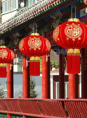 2025新款口JPD大红灯笼门一对福字挂过年吊大灯装饰新年户外阳台