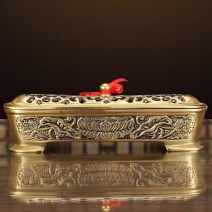 铜黄香炉纯铜卧卧佛炉家戒定真香堂供奉佛前线香盒卧炉RLZ室内覆