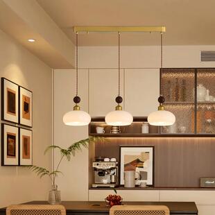 全TY0123光谱中古风餐厅灯复书古胡桃实木设吊计温馨房吧台玻璃吊