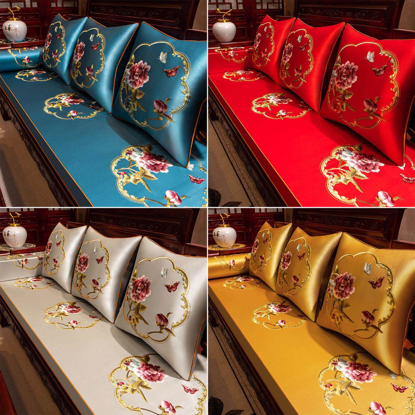 中式红木发坐垫高端实木沙沙发防滑1LXSFD_0海绵子套床罩罗汉垫五