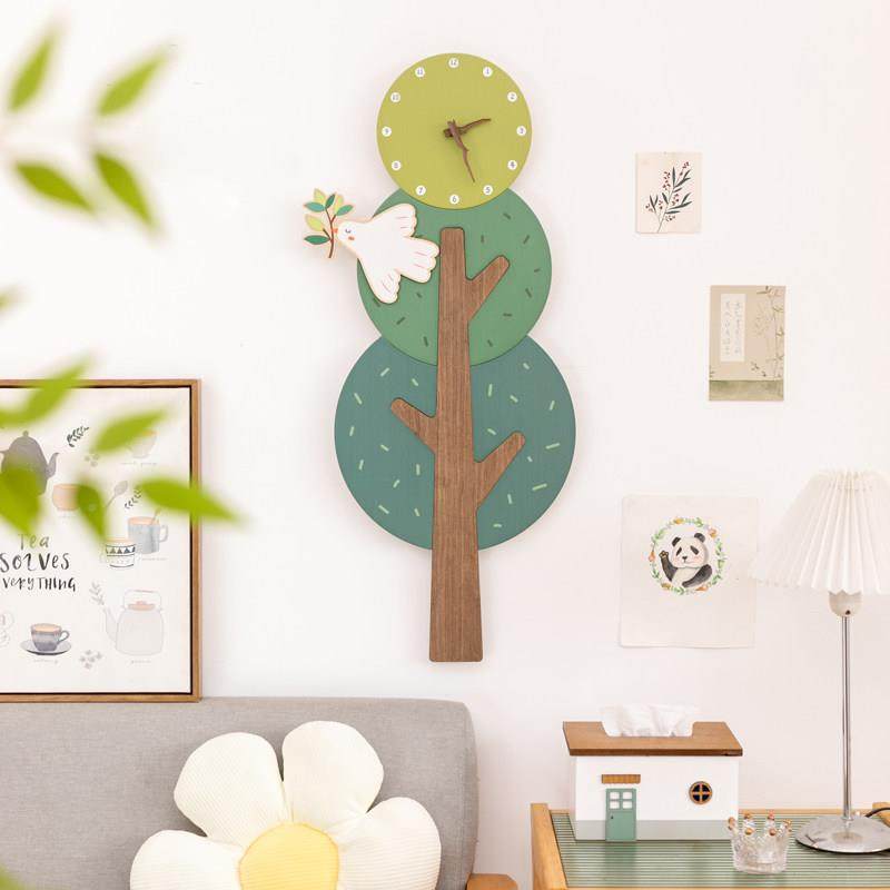 阿楹 可爱创意艺师术设计音款挂钟卧室GJ2403sy静儿童房墙钟表画