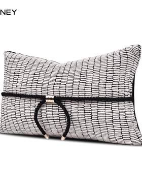 床高级感现代约轻XRR奢抱枕沙发厅客黑白雪尼尔靠枕定制简上腰枕