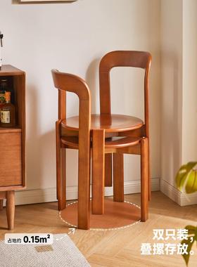 中古意实餐椅家用现代简约木休闲椅欧覆62273古设计北师创侘寂风