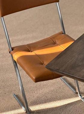 包斯餐椅家用闲复休椅书桌豪椅设计师靠背69050椅不锈钢中古古洽