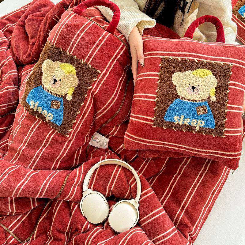 奶冬UNW季卡通加厚牛午用绒抱枕被子两靠垫毯子二合一睡枕头汽车,居家布艺,抱枕被,淘宝优惠券,粉丝福利购,淘宝优惠卷