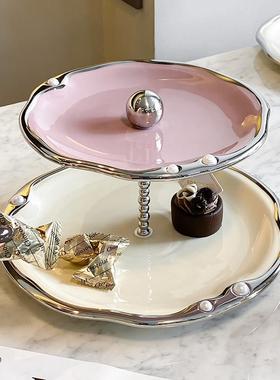 食轻奢果盘零陶家用茶RET几瓷点心装饰盘ins创意前台多层高档糖果