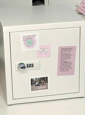 密码收纳箱小型铁皮面储物纳柜锁文QNC件柜办公室家用带保险箱桌