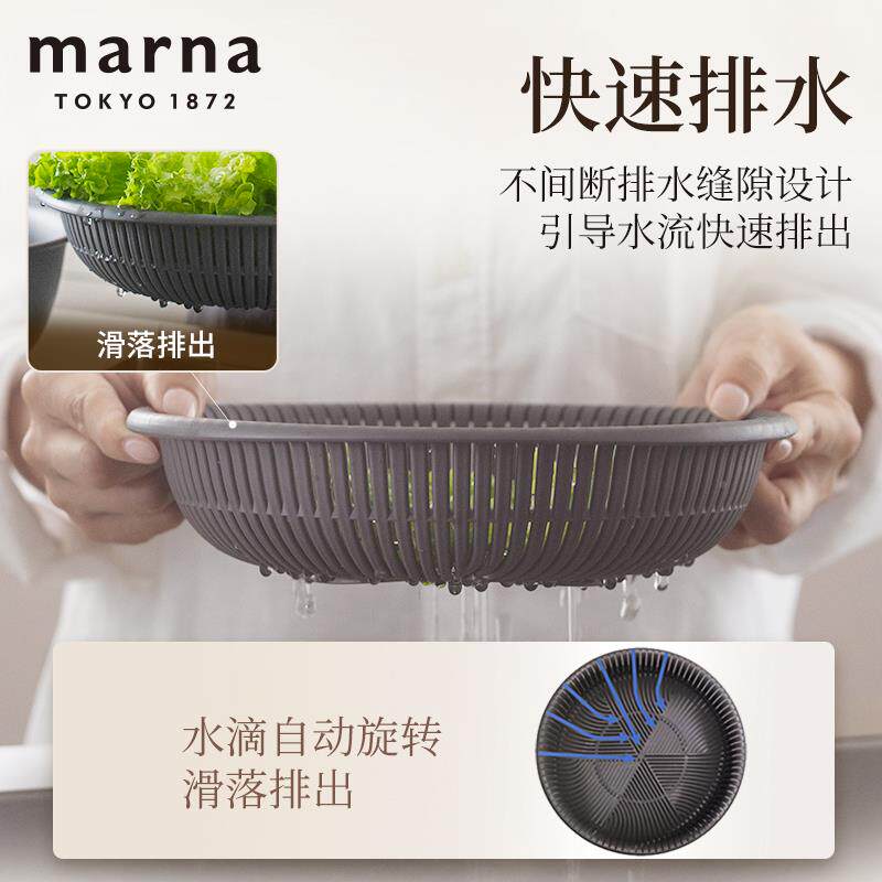 日本MA水RNK809DGYA沥水篮多功能沥盆洗菜篮三滤水洗层水水果可微