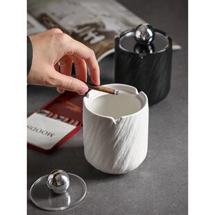 陶瓷烟灰缸创意个性化石纹灰缸时家居盖客厅简单方便豪华办烟酱子