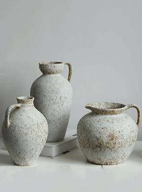 侘风瓷LNC花瓶摆件粗客厅插花水培陶陶花器民宿电视柜寂餐桌装饰