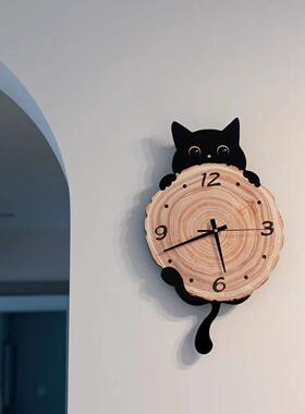 猫咪钟表挂客厅202钟5钟新YUX轻奢高款级感家用挂墙表创意艺术中