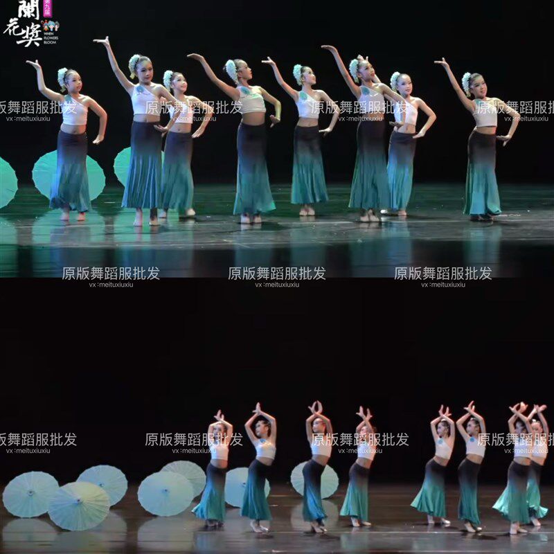 热销小兰花奖雨竹林演出服儿童y傣族舞蹈服装成人孔雀舞鱼尾裙子