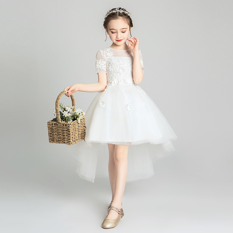 热销儿童晚礼服公主裙短袖小花童婚纱蓬蓬纱女P童主持人钢琴演奏
