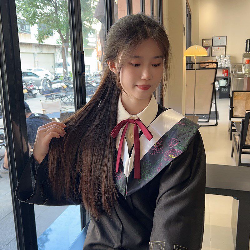 热销JK领结衬衫学院风制服w领花纯色小长柄配饰儿童校服表演领绳