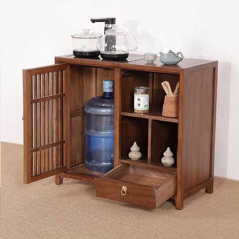 老榆木茶水柜餐边柜子实木置物柜北方客厅茶水台茶叶柜一体茶边柜