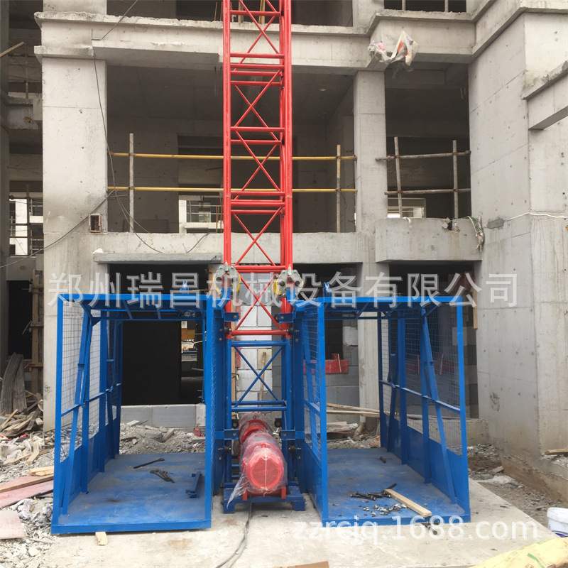 直销 单柱双笼施工升降机龙门架提升机建筑工地物料提升机
